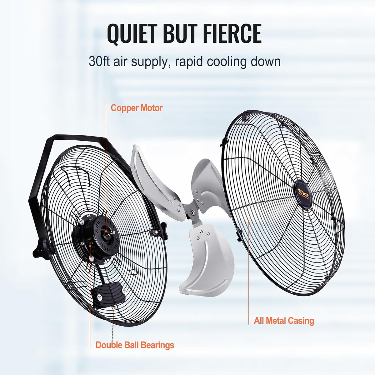 VEVOR Wall Mount Fan, 2 PCS 18 inch Waterproof, 3-speed High Velocity Max. 4000 CFM Industrial Wall