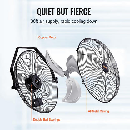 VEVOR Wall Mount Fan, 2 PCS 18 inch Waterproof, 3-speed High Velocity Max. 4000 CFM Industrial Wall