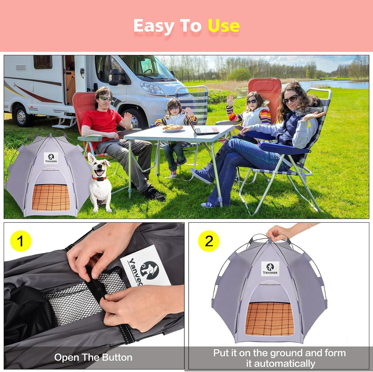 Yanvega Cat Tent Cat Beds for Indoor Cats Pet Supplies, 23.6" × 23.6" × 16.8" Cat Pop Up Tent