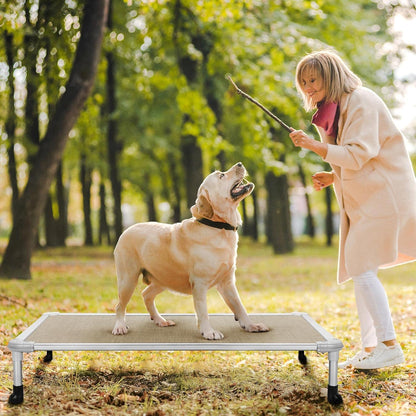 Veehoo Chew Proof Elevated Dog Bed - Cooling Raised Pet Cot - Silver Aluminum Frame and Durable