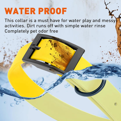 Dogline Biothane Waterproof Dog Collar Strong Coated Nylon Webbing with Black Hardware Odor- Proof
