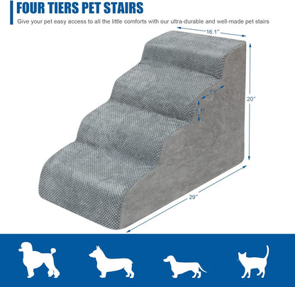 Dog Stairs for Small Dogs - High Density Foam Dog Ramp, Extra Wide Pet Steps with Non-Slip Bottom