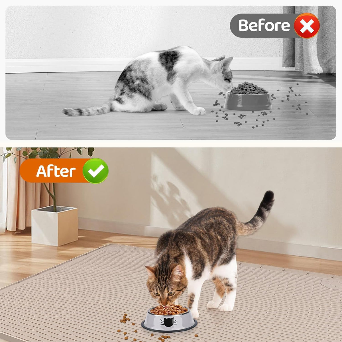 Cat Food Mat, 40" x 28" Extra Large Silicone Pet Feeding Mat with Raised Edge Pet Placemat for Food