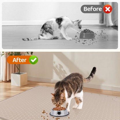 Cat Food Mat, 40" x 28" Extra Large Silicone Pet Feeding Mat with Raised Edge Pet Placemat for Food