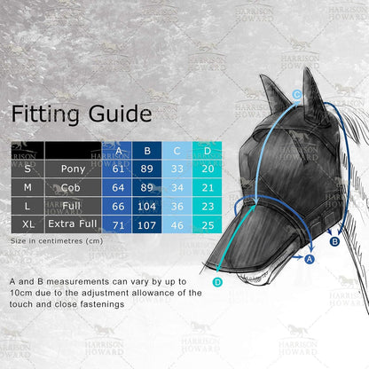 Harrison Howard LumiVista Horse Fly Mask Long Nose with Ears UV Protection for Horse Pine Cones L