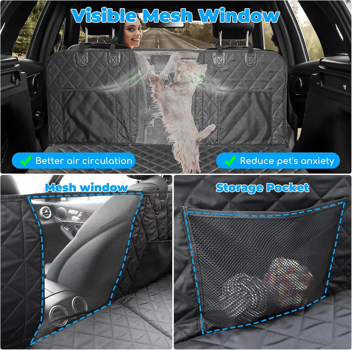 URPOWER XL Dog Back Seat Extender for Crew Cab Truck, Hard Bottom Dog Car Seat Cover Waterproof