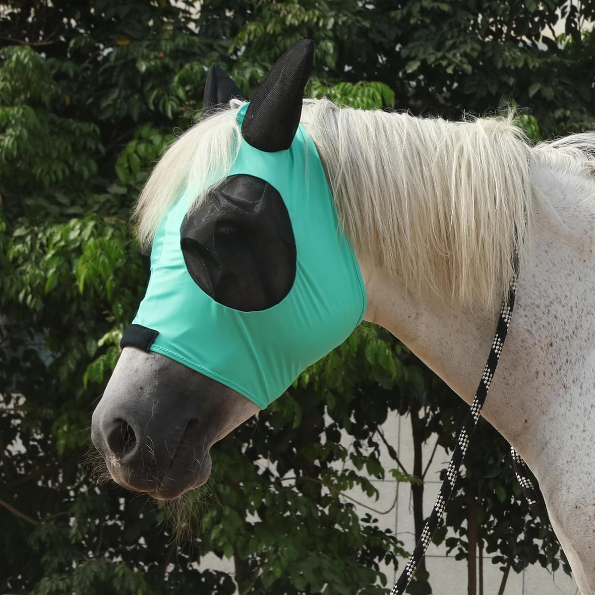 Horse Fly Mask with Ears - Large Eye Space for Full Vision, Breathable Stretch Comfort Fit, UV