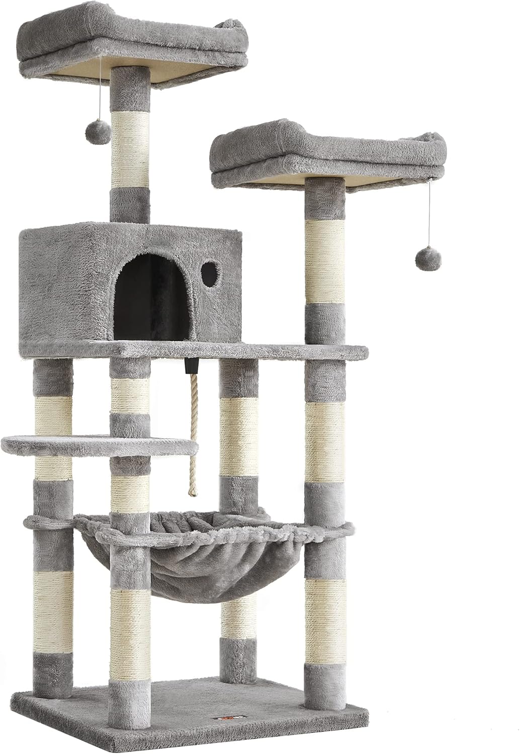 FEANDREA Cat Tree, Cat Tower for Indoor Cats, 56.3-Inch Cat Condo with Scratching Posts, Hammock