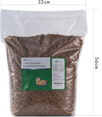 10lbs Dried Mealworms - Premium Non-GMO Chicken Feed, Nutritious High Protein Meal Worms- Food and