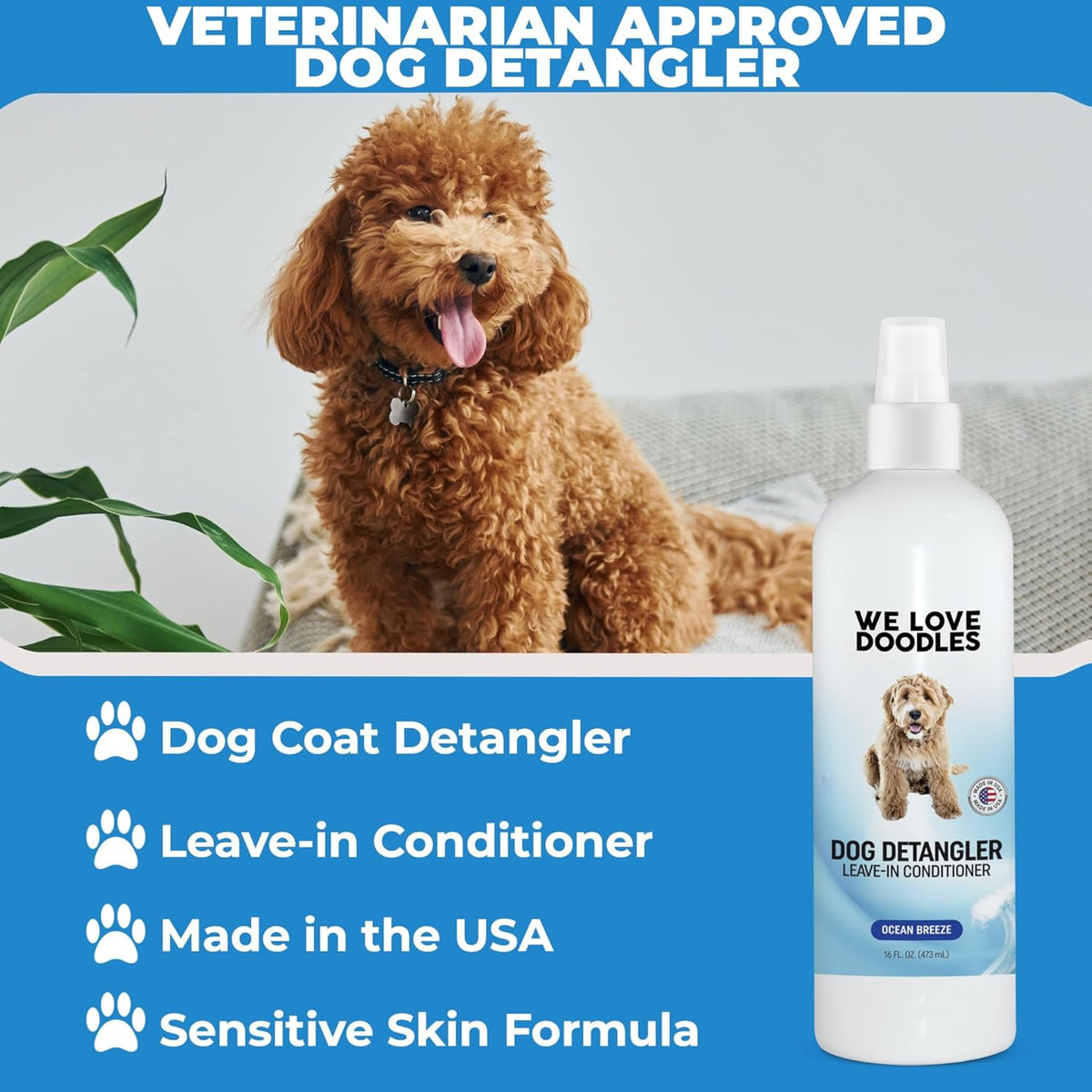 We Love Doodles Dog Detangler Spray - Leave-in Conditioner for Dogs - Dog Detangling Spray