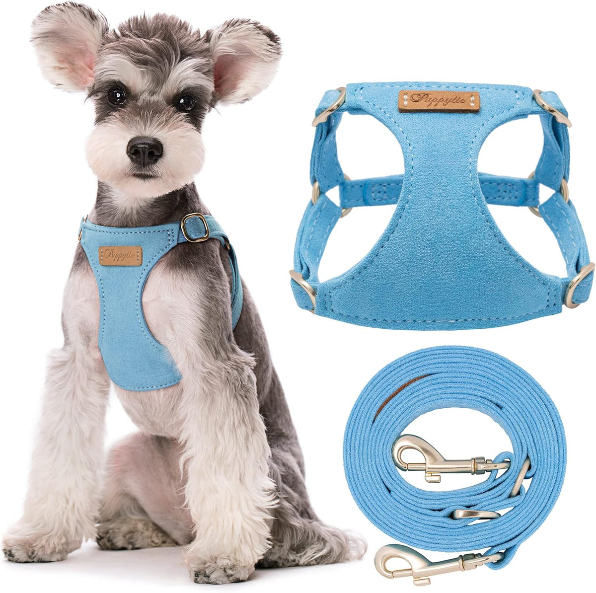 Puppytie No Pull Small Dog Harness with Multifunction Dog Leash,Lightweight Soft Adjustable No