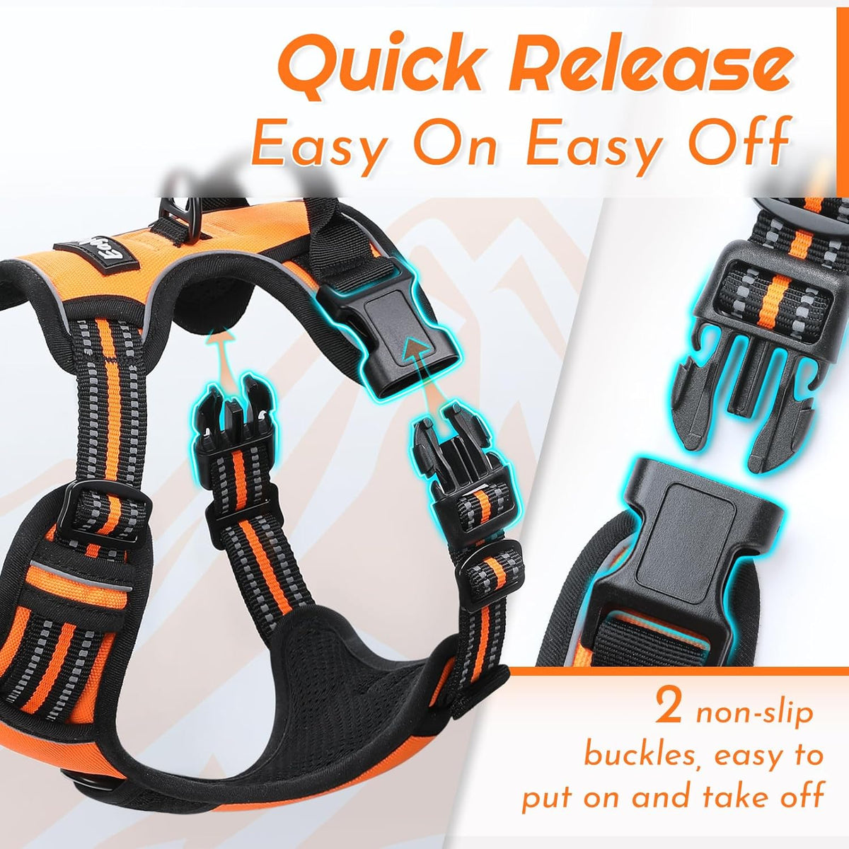 Eagloo Dog Harness for Large Dogs, No Pull Service Vest with Reflective Strips and Control Handle