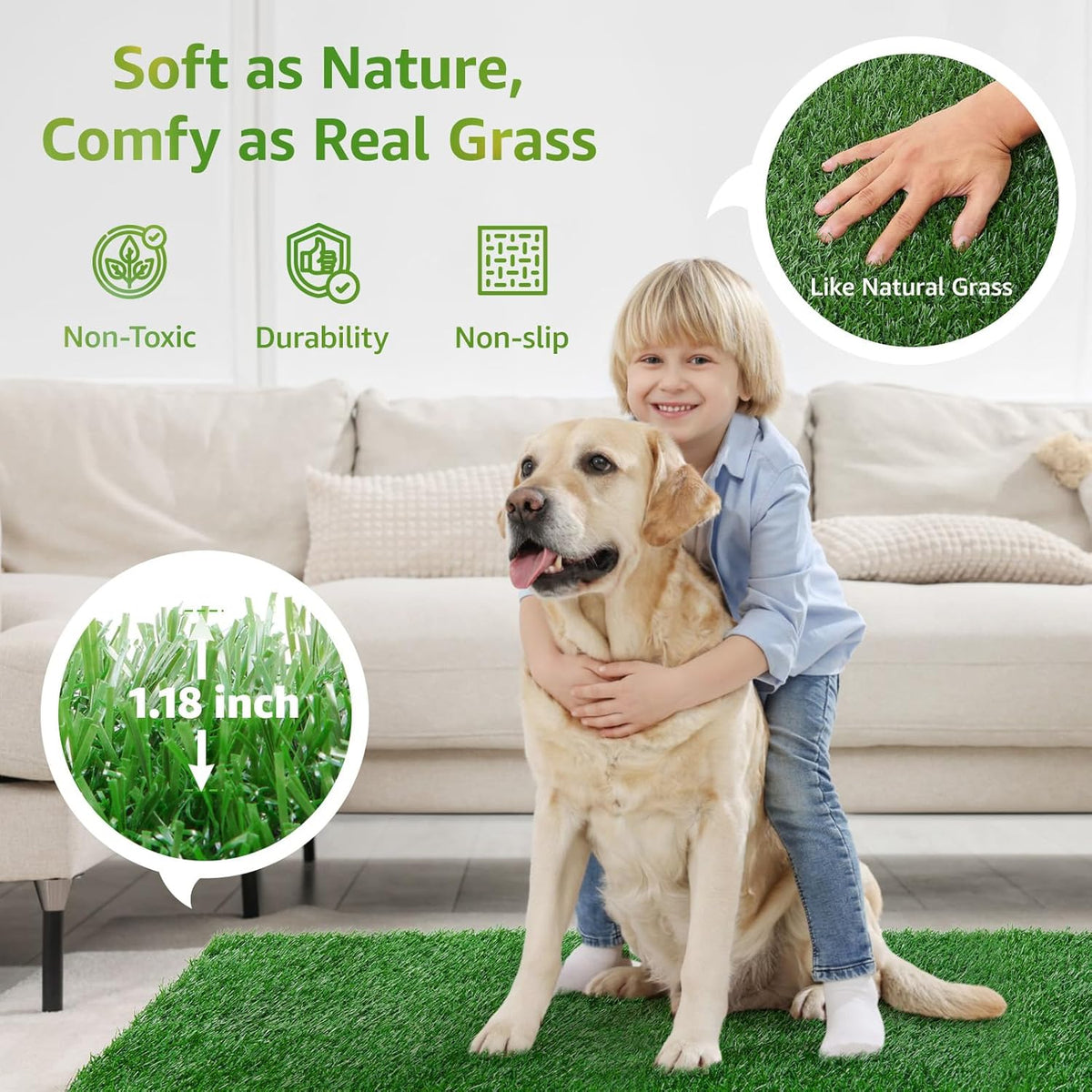LOOBANI Dog Grass Pee Pads, Artificial Dog Grass Pads for Potty Tray, Fake Grass for Dogs to Pee