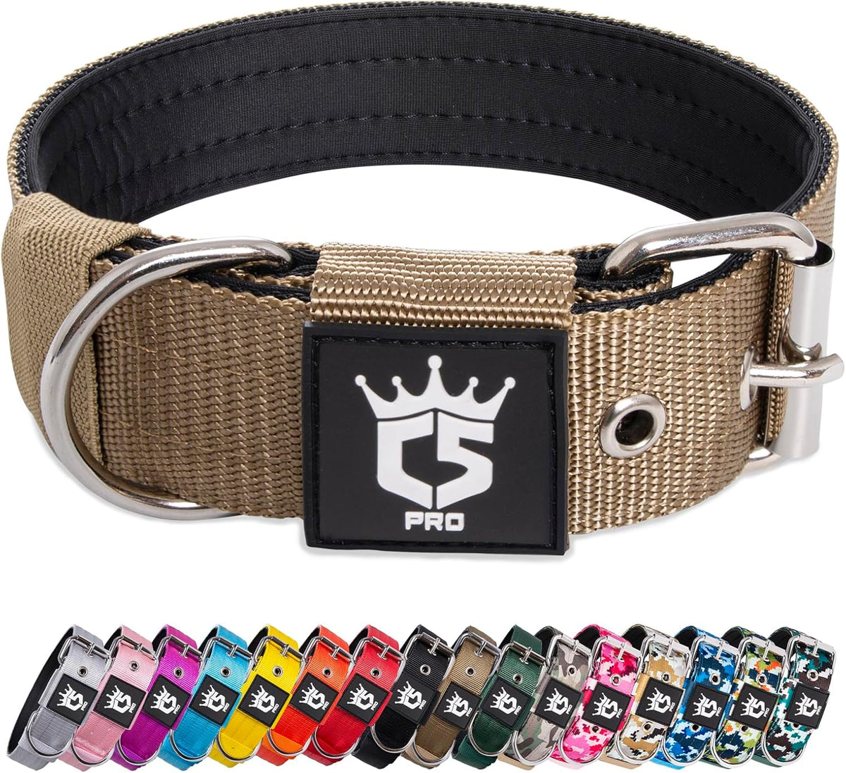 TSPRO Tactical Dog Collar 1.5 Inch Wide Thick Dog Collars with Heavy Duty Metal Buckle, Durable