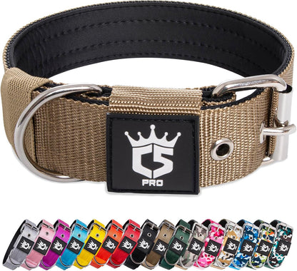 TSPRO Tactical Dog Collar 1.5 Inch Wide Thick Dog Collars with Heavy Duty Metal Buckle, Durable