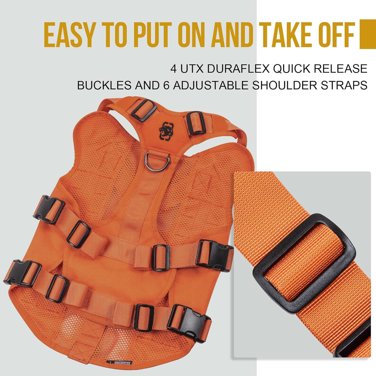 OneTigris Tactical Dog Harness for Small Dogs, No Pull Small Dog Vest Harness Breathable Military