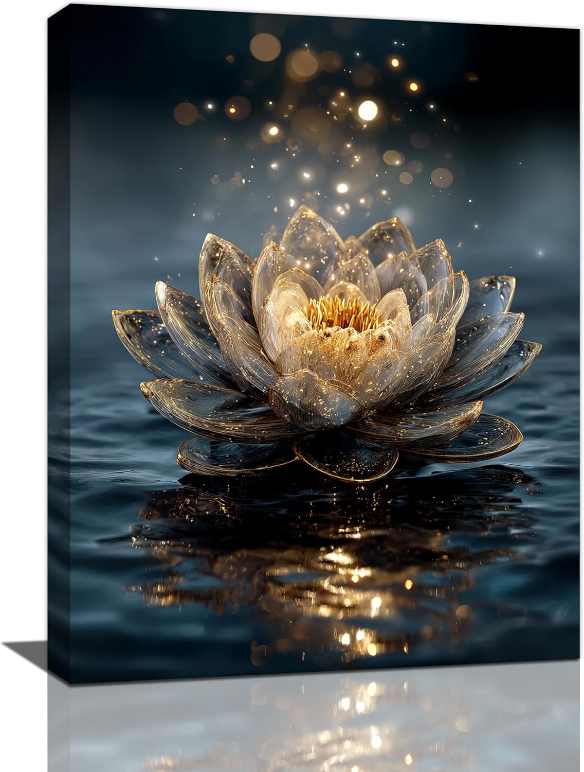 Zen Lotus Canvas Wall Art Mystical Lotus Bloom in Water Aesthetic Pictures Wall Decor Modern