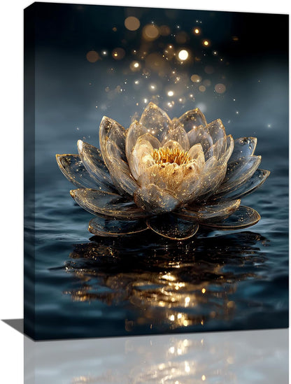 Zen Lotus Canvas Wall Art Mystical Lotus Bloom in Water Aesthetic Pictures Wall Decor Modern