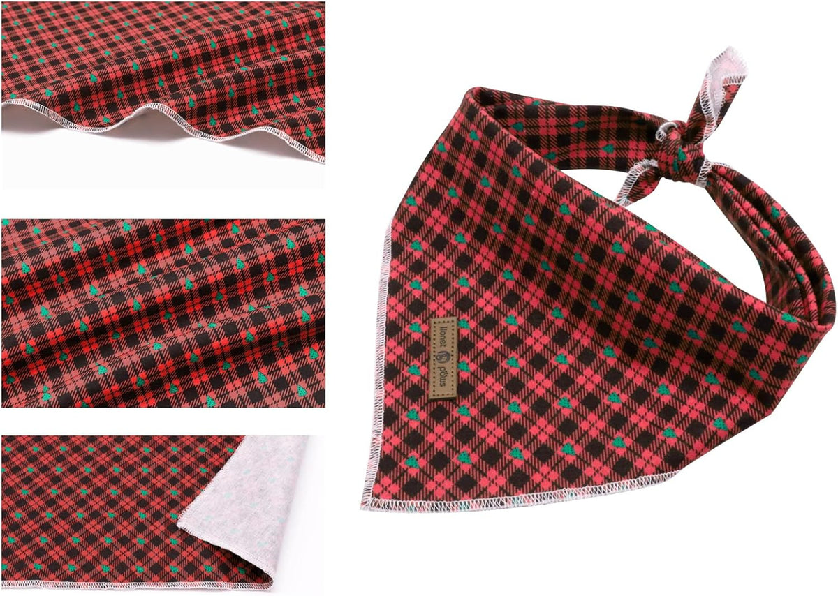 Lionet Paws Christmas Dog Bandana 1PC Pet Red Tree Dog Bandana Washable Reversible Cotton Boy Bibs