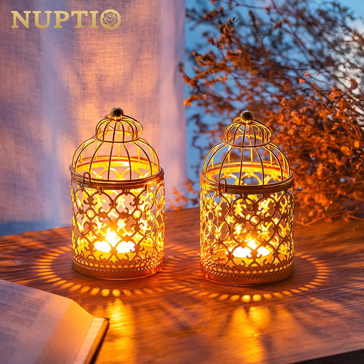 6 Pcs Small Metal Tealight Hanging Birdcage Lantern, Vintage Decorative Centerpieces of Wedding