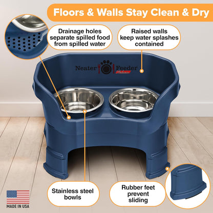 Neater Feeder Deluxe Mess Proof Dog Bowls Elevated Medium Sized Dogs (19-40 lbs) Made in USA, No