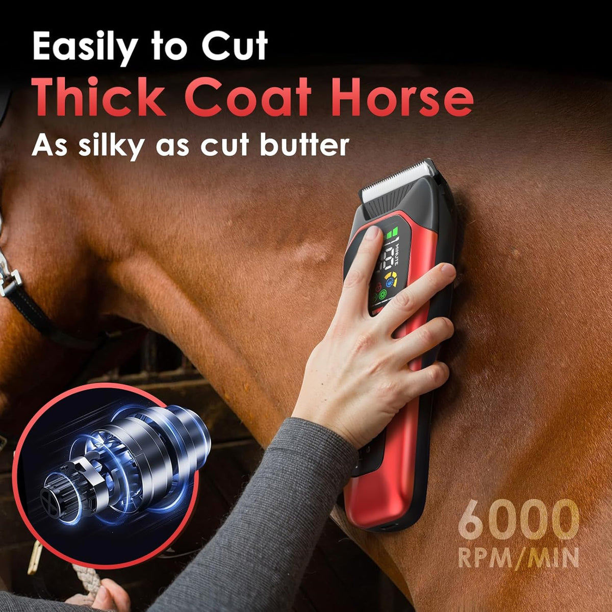 Horse Clippers,Quiet 2-Speed Horse Grooming Clippers,Rechargeable Pet Shaver with Scissors for