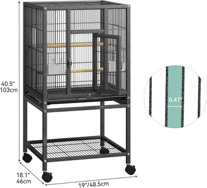 YITAHOME 41 inches Metal Bird Cage for Parakeets: Large Parrot Cages with Tray, Food Boxes, and