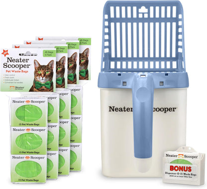 Neater Pet Brands Neater Scooper Standard Cat Litter Scoop, 195 Refill Bags – Mess-Free Cat Litter
