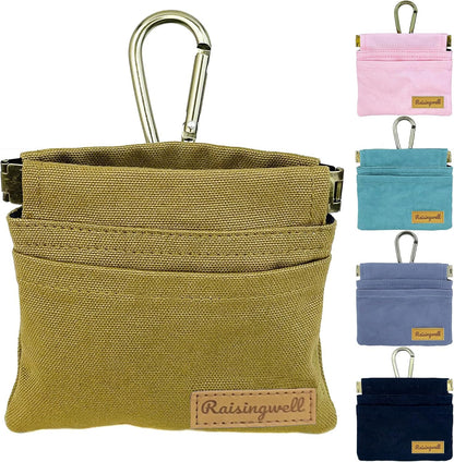 Dog Treat Pouch, Brown Pocket Sized Pet Training Pouch, Cotton Fabric, Hand Free Dog Walking Bag