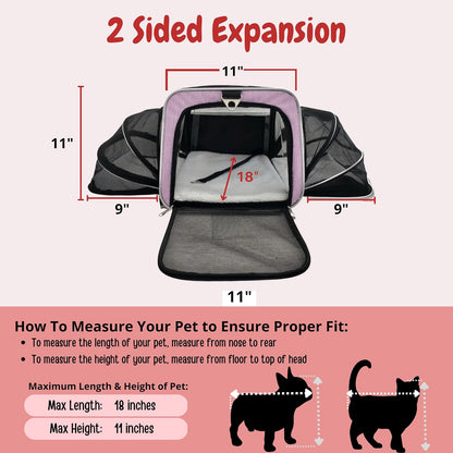 Airline Approved Expandable Premium Pet Carrier on Wheels- Two Sided Rolling Carrier- Designed for