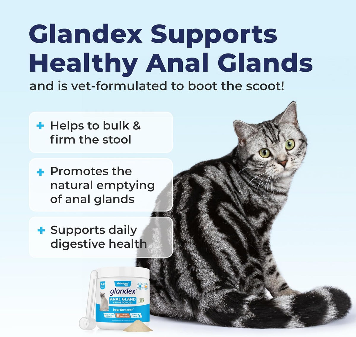 Vetnique Glandex Feline Anal Gland or Daily Probiotic Fiber Supplement Powder for Cats with