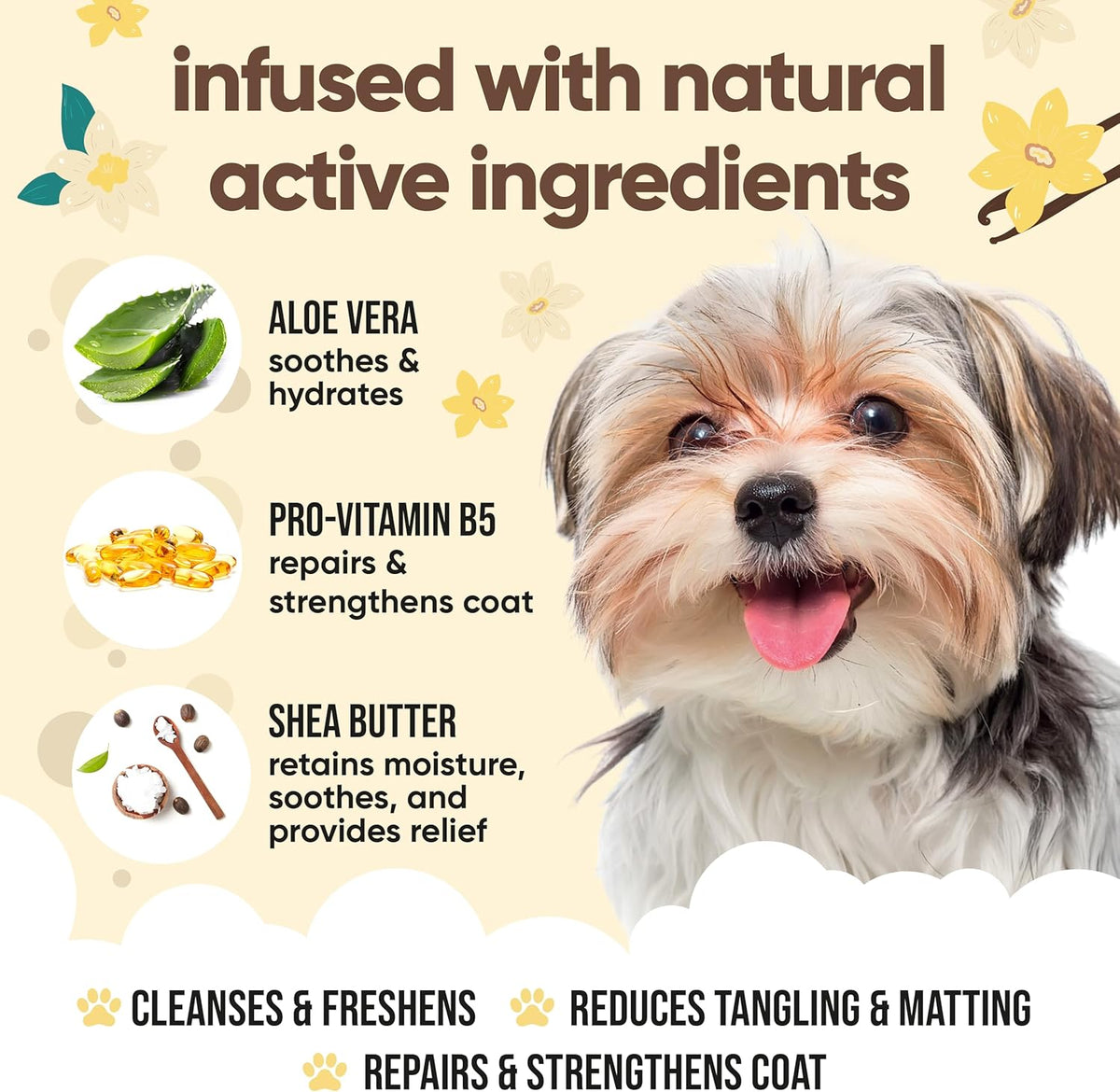 Vanilla & Shea Butter Dog Shampoo by Buddycare | Moisturising Shampoo for Dogs | Vanilla & Shea