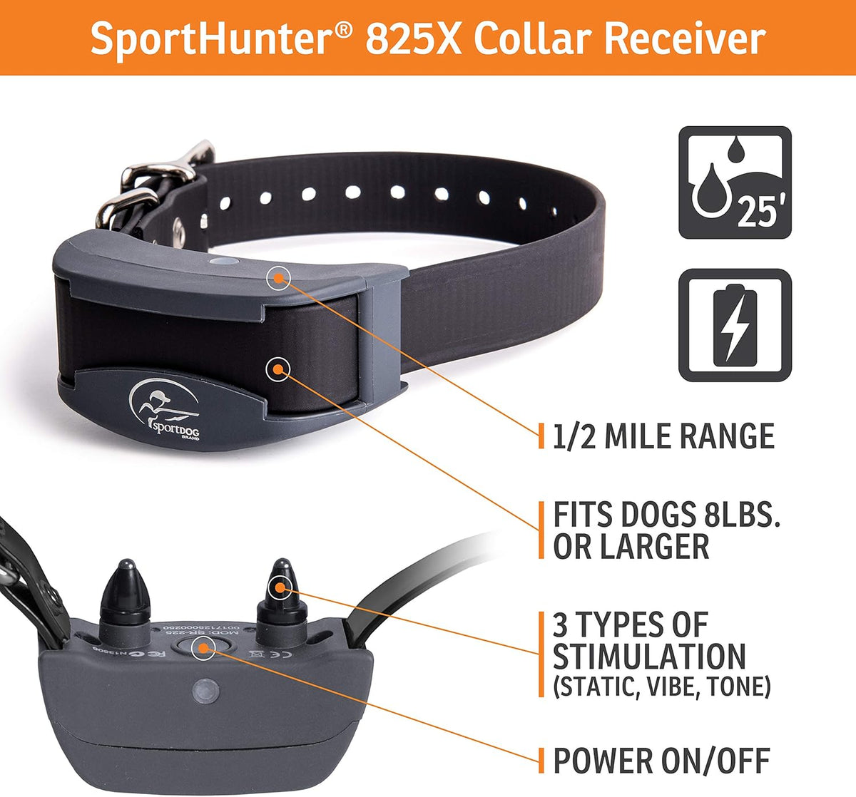 SportDOG Brand SportHunter 825X Dog Training Static Collar with Remote, 1/2 Mile Range Waterproof
