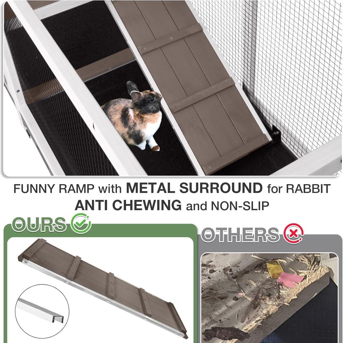 2-Story Indoor Rabbit Hutch with Chew-Proof Outdoor Rabbit Cage with 6 Locking Casters Bunny Cage 2