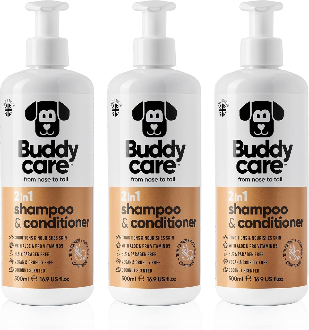 2in1 Dog Shampoo & Conditioner by Buddycare | Coconut Scented | with Aloe Vera and Pro Vitamin B5