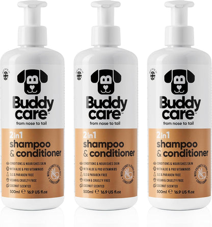 2in1 Dog Shampoo & Conditioner by Buddycare | Coconut Scented | with Aloe Vera and Pro Vitamin B5
