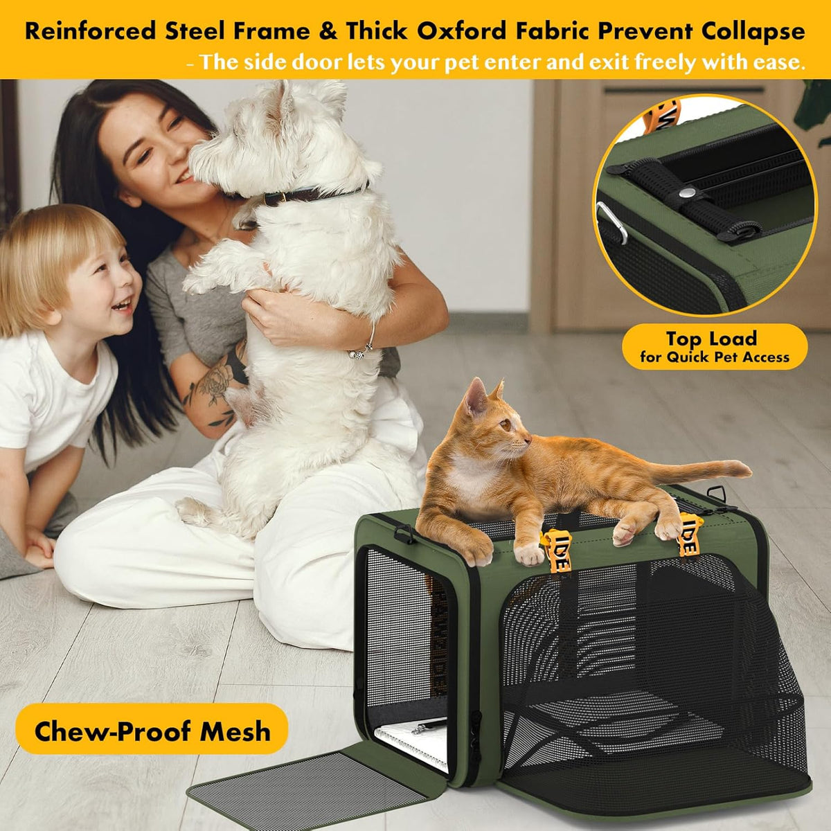PAWZIDEA Expandable Soft-Sided Pet Carrier 18″×11″×11″, TSA Airline Approved Travel Bag for Small