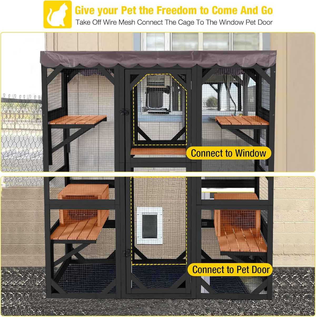 Aivituvin Catio Outdoor Cat Enclosure Large Cat House for Mulitiple Cats Walk in Kitty Cage with