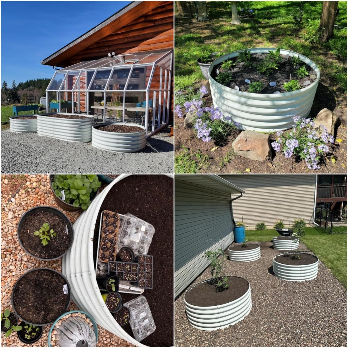 A ANLEOLIFE 2-Pack 4ft x 18” Tall Galvanized Raised Garden Beds Outdoor, Round Metal Planter Box