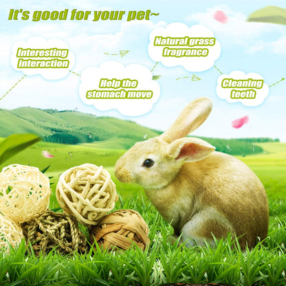 8 Pcs Small Animals Play Balls Rolling Activity Chew Toys Gnawing Treats for Rabbits Guinea Pigs