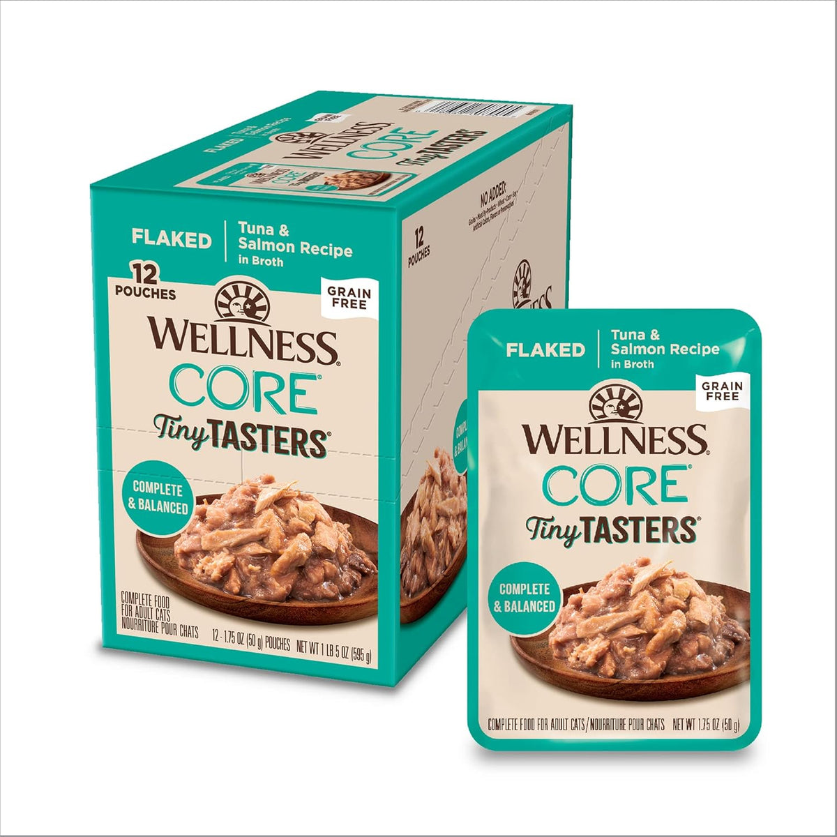 Wellness CORE Tiny Tasters Flaked Adult Wet Cat Food, Natural, Protein-Rich, Grain Free, 1.75-Ounce