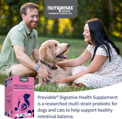 Nutramax Proviable Probiotics for Dogs and Cats, Daily Digestive Health Supplement with Multiple