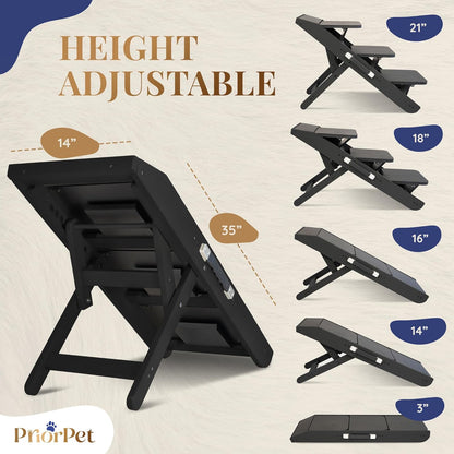 Dog Steps for Bed & Couch 2-in-1 Dog Stairs/Ramp - Height Adjustable Dog Ramp for Couch 7” - 20”