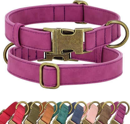 Didog Soft PU Leather Dog Collar, Stylish Quick Released Dog Collar for Large Dogs, Easy Clean