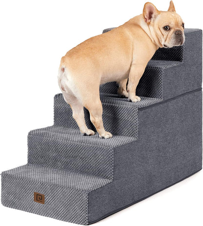 EHEYCIGA Dog Stairs for High Bed 22.5" H, 5-Step Dog Steps for Bed, Pet Steps for Small Dogs and