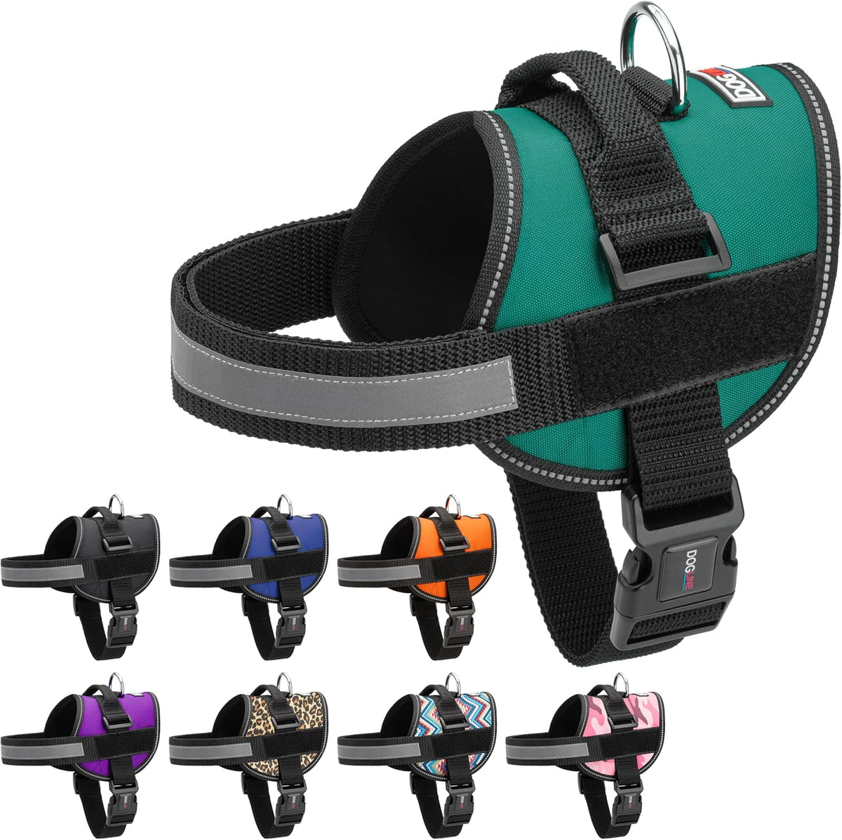 Dogline Dog Harness, Reflective No-Pull Adjustable Vest with Handle for Walking, Training