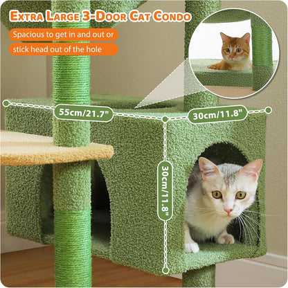 PAWZ Road Heavy Duty Cat Tree for Large Cats, 81 Inches Cactus Tall Cat Tower with 2 Perches, 2