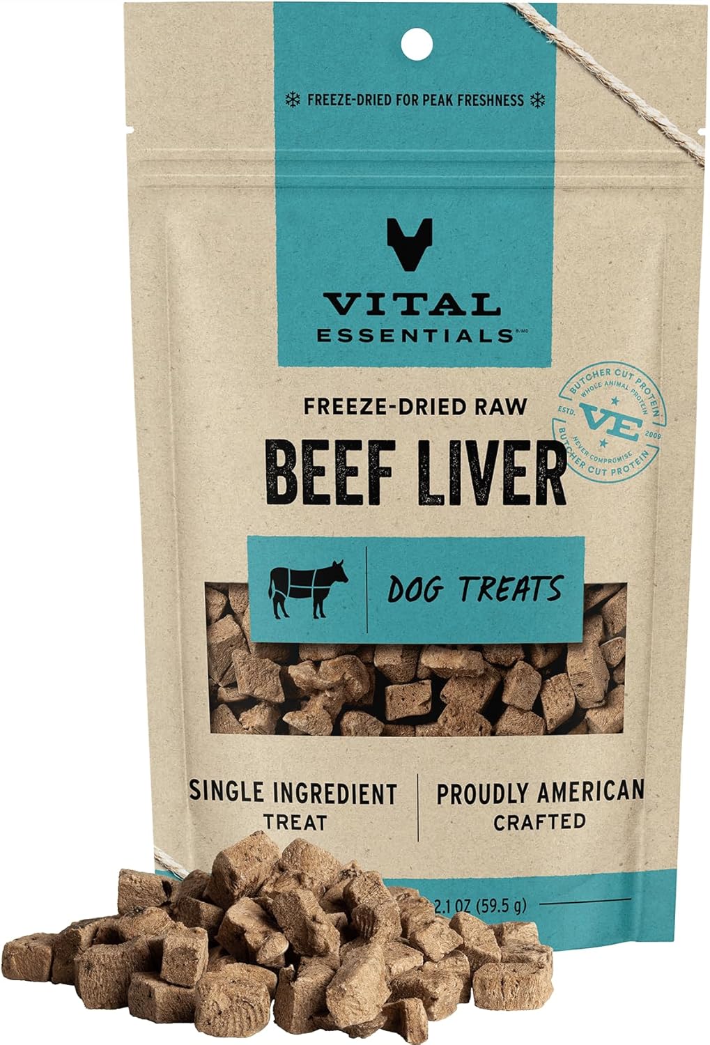 Vital Essentials Beef Liver Dog Treats, 2.1 oz | Freeze-Dried Raw | Single Ingredient | Premium