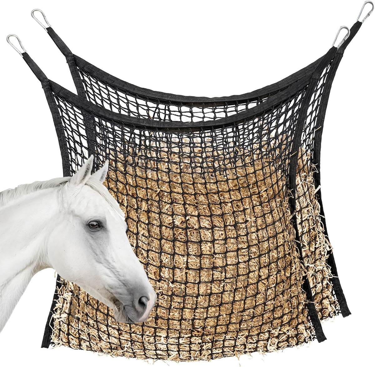 2 PCS Slow Feed Hay Net for Horses, Large Capacity Hay Bags for Horses Goats Sheep Donkey Trailer