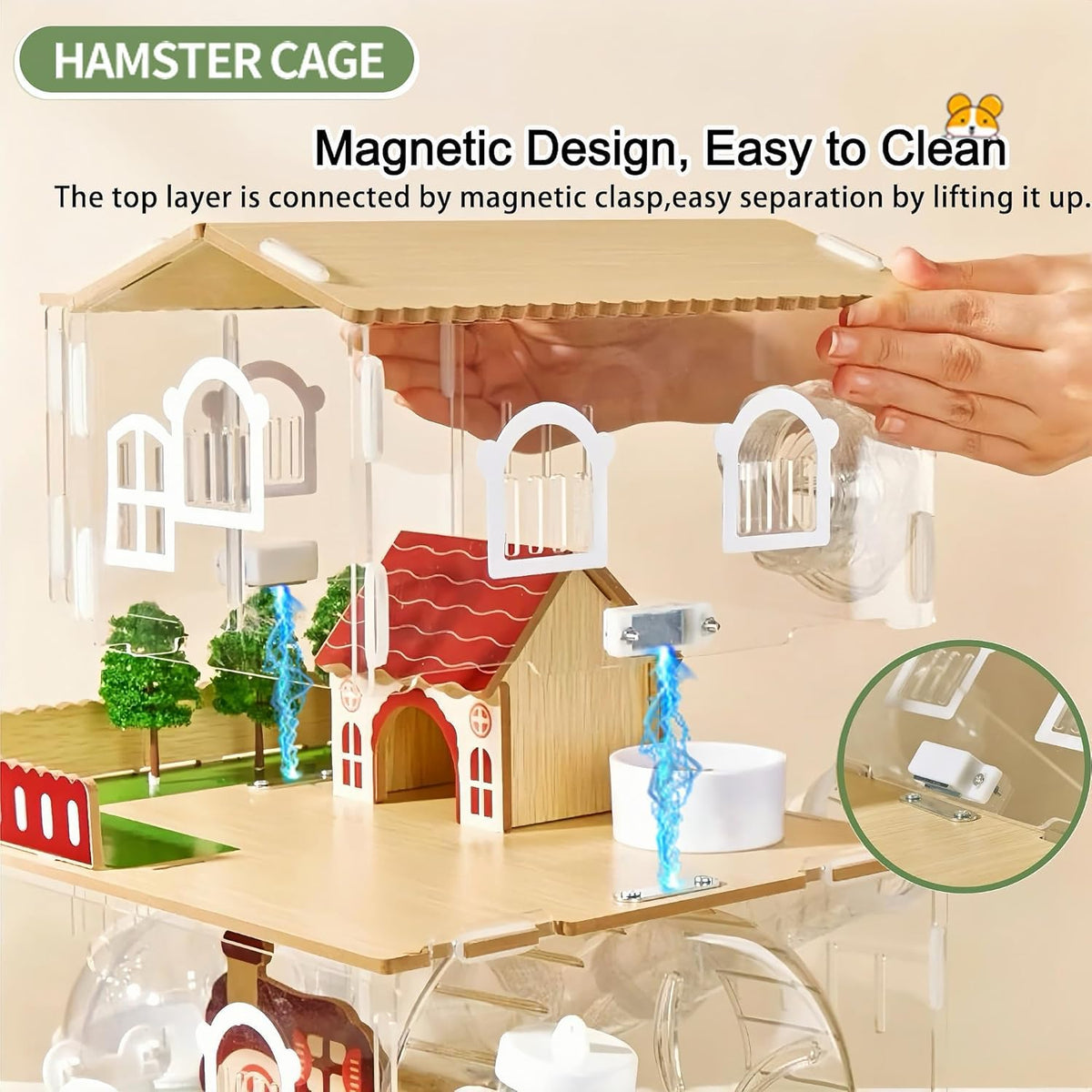 17 in 1 Clear Acrylic Hamster Cage with All Accessories,13.5''L* 10''W* 21''H Dwarf Hamster